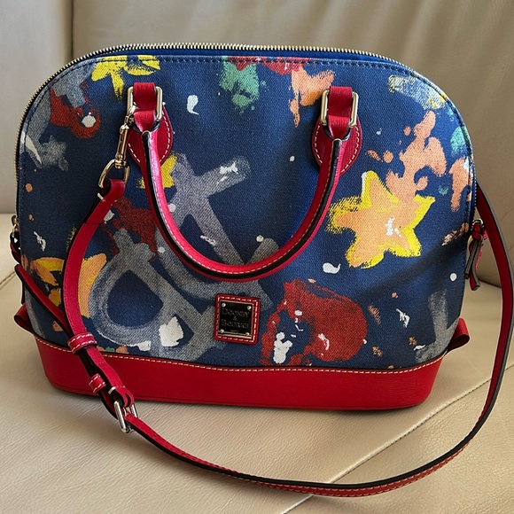 🆕Dooney & Bourke Zip Zip Satchel Bag In Graffiti Navy Blue - Picture 1 of 12